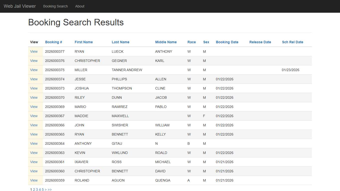 BookingSearchDetail - Web Jail Viewer